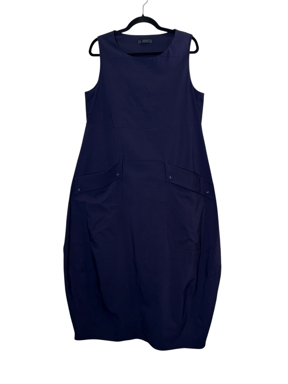 Jurere Italy Dark Navy Sleeveless Minimalist Architectural Lagenlook Dress sz L